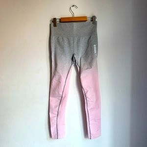 GYMSHARK PINK / LIGHT GREY OMBRE LEGGINGS